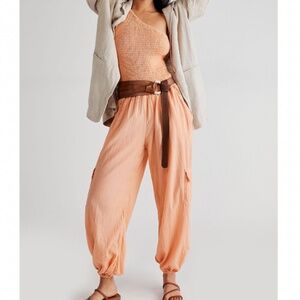 FREE PEOPLE Jen's Pirate Booty Revelry Jumpsuit NWT Size Small Peachy Coral